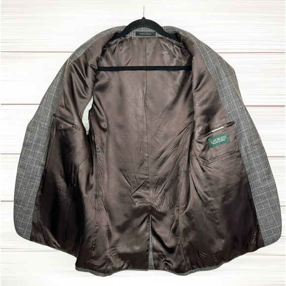 Lauren Ralph Lauren Wool Silk Linen Blend Plaid Single Breasted Blazer 40R - Picture 8 of 12